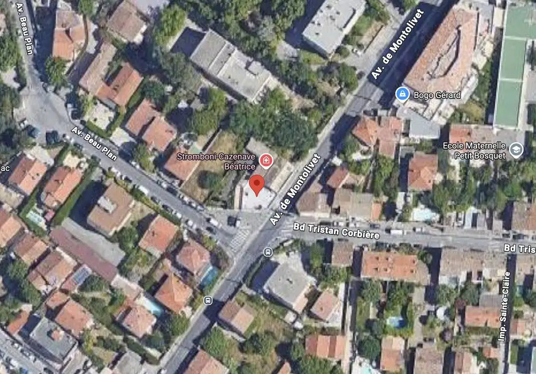 Plan d'accès au cabinet dentaire : 245 avenue de Montolivet, à gauche de la Pharmacie du Petit Bosquet